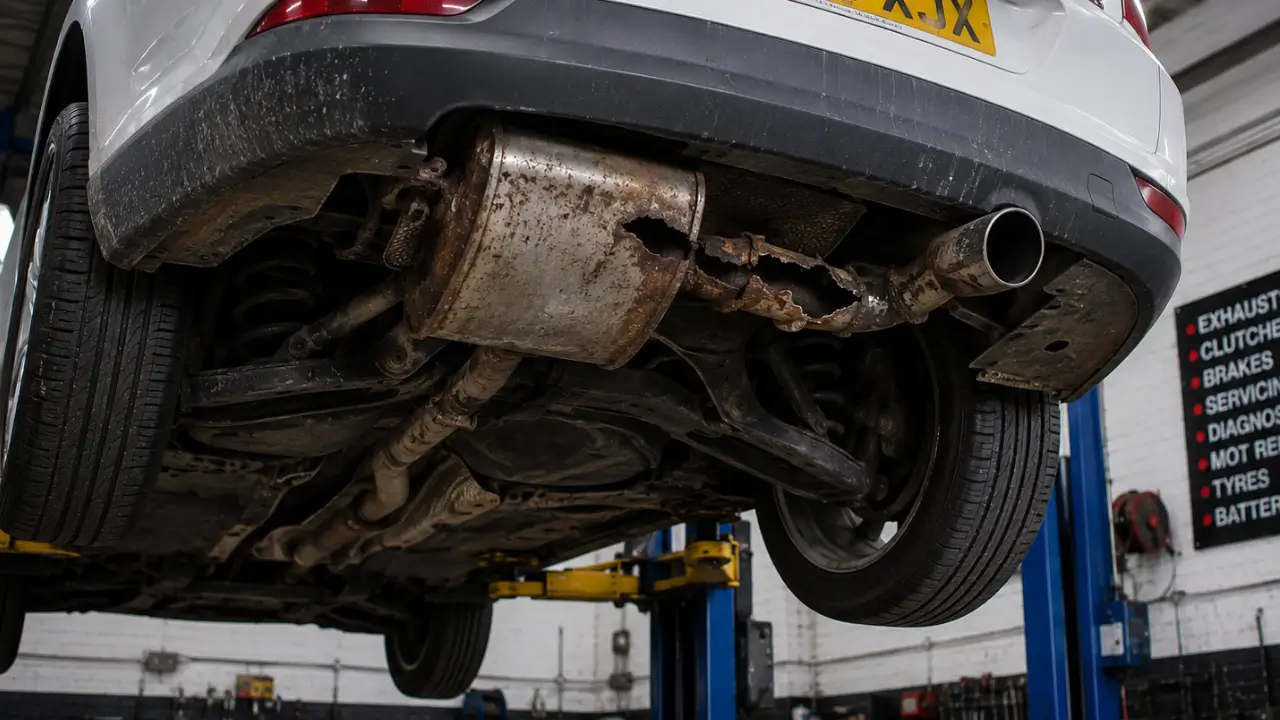 Before silencer and exhaust pipe repair in Birmingham